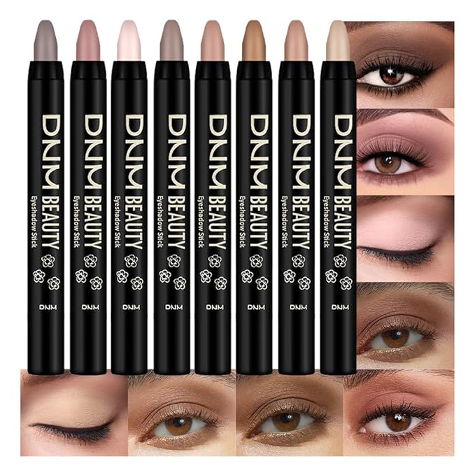 Kaely 8Pcs Cream Eye Shadow Sticks Set, Matte Eyeliner Pencil Eyeshadow Palette Makeup, Eye Highlighter Brightener Stick for Older Women Waterproof Pigmented, sombras para ojos, New-12