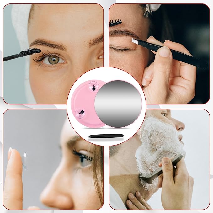 Round 30X Magnifying Mirror, 6inch Magnified Mirror with 3 Suction Cups Easy Mounting, Compact 30X Travel Magnification and Tweezers Set for Detailed Makeup,Shaving,Blackhead Blemish Removal