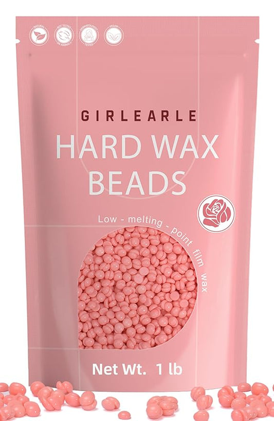 Hard Wax Beads, 1lb Wax Beans for Hair Removal Sensitive Skin with Rose Formula, Perfect for Full Body, Facial, Brazilian Bikini, and Legs at Home Wax Refill for Women Men (pink)