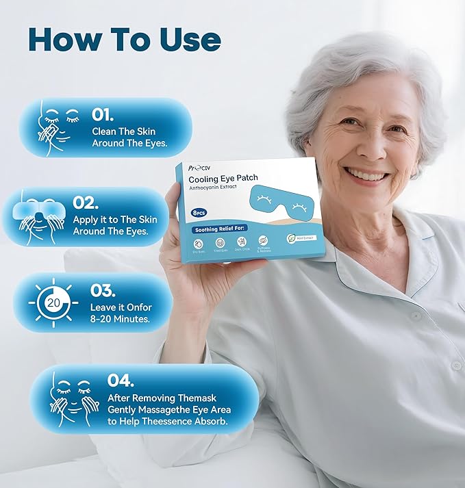 8 Packs Hydrogel Eye Mask Disposable Cold Therapy Sleep Mask Soothing Headache Relief Dry Eye, Stress Relief Eye Fatigue, Cooling Eye Masks Cool Masks for Puffy Eyes Travel Essentials