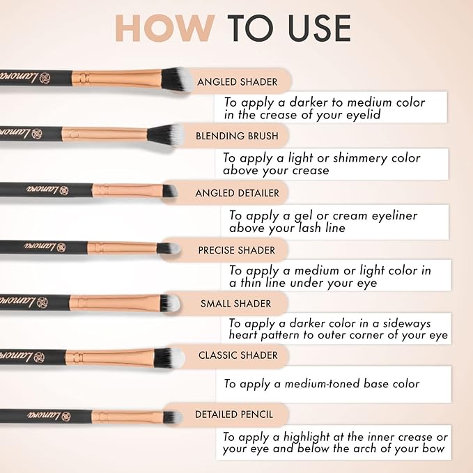 Eye Makeup Brushes Eyeshadow Brush Set - 7pcs Soft Synthetic Eyeshadow Blending Brush Kit - For Blending Eyeshadow, Eyeliner, Crease, Eyebrow - Long Lasting, Apply Better, Flawless Look Makeup