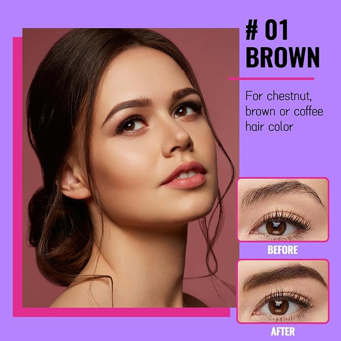 Easy Peel Off Eyebrow Gel, Tattoo Eyebrow Gel Easy Peel Off, Waterproof & Transfer-Proof Lasts Up to 3 Days Brow Color for Women, Create Fuller & Defined Looking Brows At-Home (01# Brown)