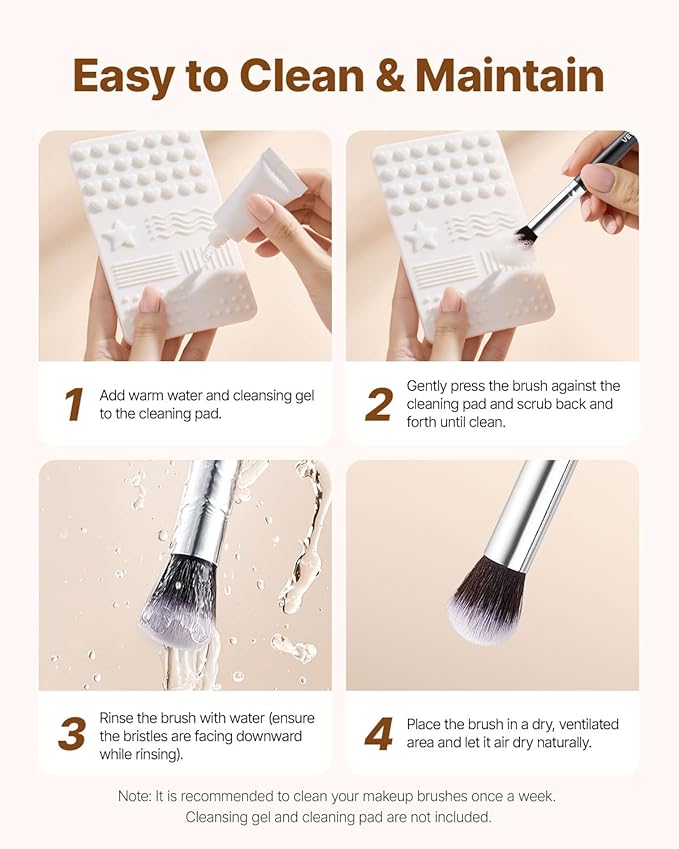 VEVOR 34-Piece Makeup Brush Set, Professional Makeup Brushes Kit for Foundation Blending Eyeshadow Concealer Blush - with Soft Bristles, Ergonomic Wood Handle, Travel-Friendly Case Included