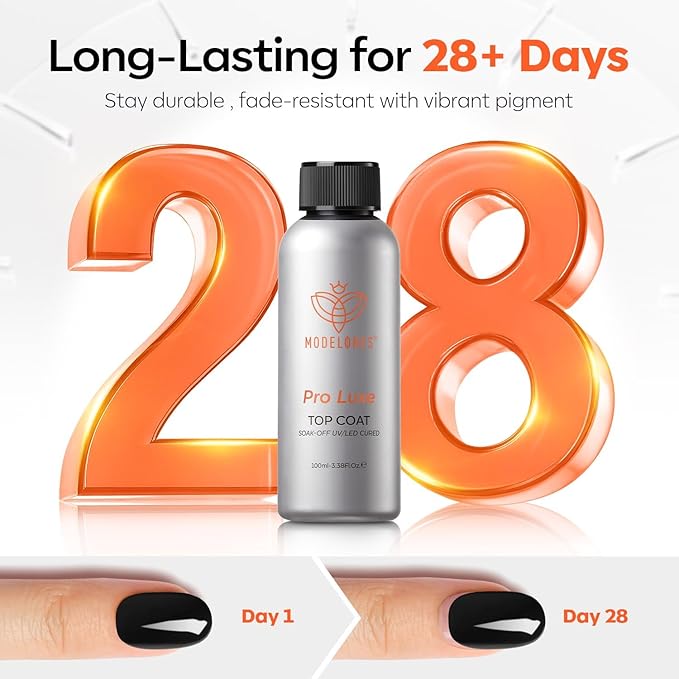 modelones Gel Top Coat, 100ml No Wipe Extra Glossy Top Coat Gel Nail Polish Long-Lasting High Gloss Bulk Salon Grade Top Coat Refill Clear Nail Polish, for Nail Techs, Manicure Stores & DIY