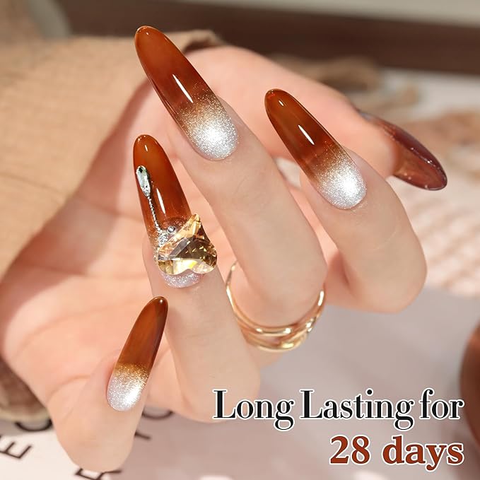 Double Rhythm 0.5 Oz Jelly Gel Polish Same Color Same Bottle Sheer Neutral Natural Light Milky Pastel 15ML Translucent Polish Art DIY at Home (Dark Brown-A1673)