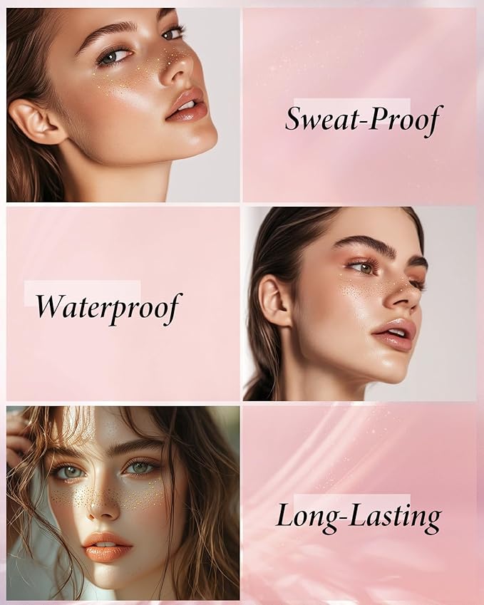 Face Glitter, Gold Temporary Face Tattoos Stickers, Body Face Glitter for Women Girls, Country Concerts Singer Festival Rave Accessories (Gold - 10 pcs)