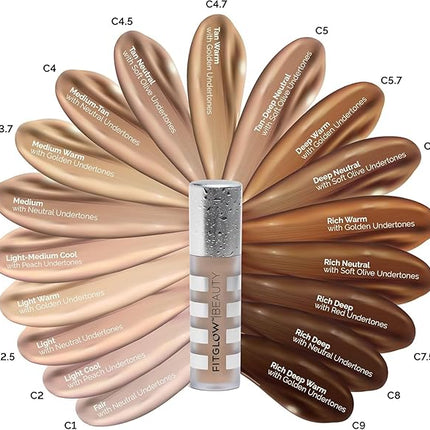 Fitglow Beauty Conceal+ | Vegan Full Coverage Concealer Skincare with Vitamin K + Green Tea | Corrects Dark Circles, Blemishes & Redness | Non-Creasing, Natural Finish | C2-6g