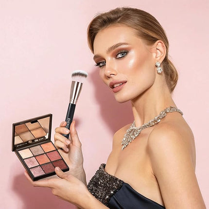 ENERGY Makeup Brush Set - 8PCS Professional Makeup Brushes for Foundation, Concealer, Eyeshadow, Blending, Contour, Powder, Eyeliner, Vegan Synthetic Fiber, Portable Travel Kit with Case (Black)