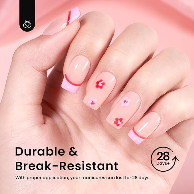 Beetles Short Square Nail Tips, 12 Sizes 288pcs French Full Matte Soft Pre-shaped Etch X Nail Tips, Full Cover False Nails Fake Acrylic Nails No Filing Needed for Nail Extensions Home DIY Nail Salon