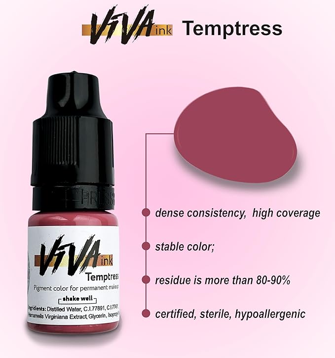 Lip Pigment – Temptress – Permanent Lip Makeup – Microblading Ink for Durable and Colorful Lips – Long Lasting Color Lip Cosmetics (0.2 oz)