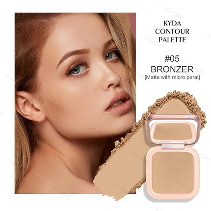 KYDA Face Sculpting Contour Palette, Matte with Micro Pearl Finish Baked Contour Powder, Ultra-fine Lightweight, Blendable Buildable Coverage, Multiuse Face Bronzer Compact-BRONZER