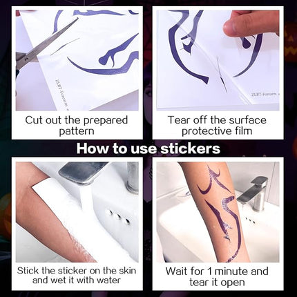 Movie Anime Purple Temporary Tattoos Dance Cosplay Tattoos Stickers Prop Halloween Cosplay Accessories (Purple)