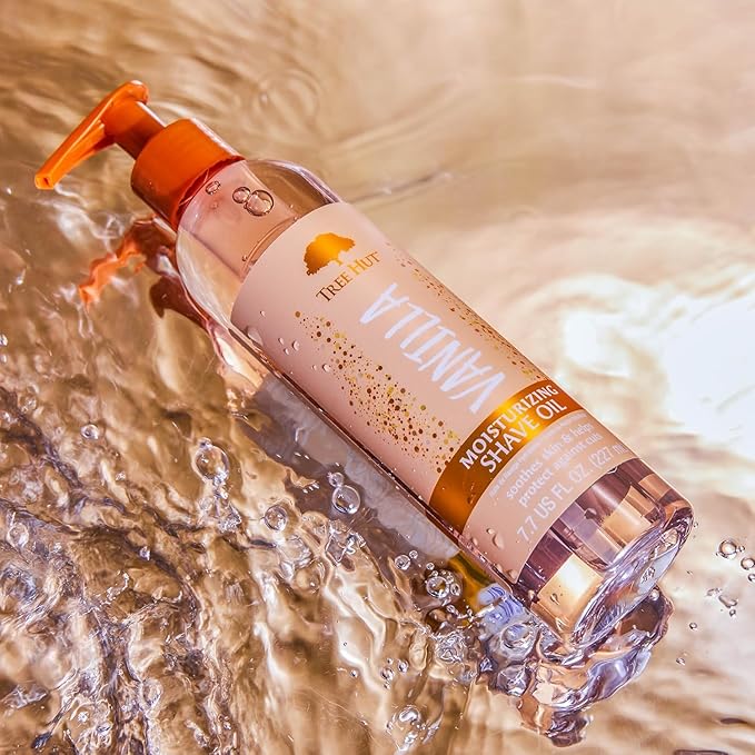 Tree Hut Vanilla Moisturizing Shave Oil, Gel-to-Oil Formula, Ultra Hydrating Barrier for a Close, Smooth Shave, For All Skin Types, 7.7 fl oz