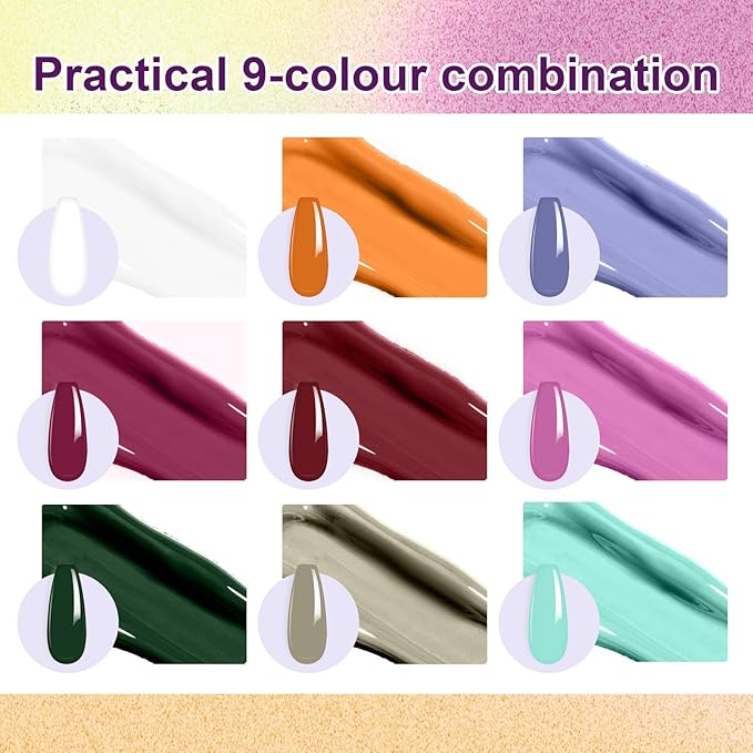 Gradient Painting Gel, 9 Colors Ombre Gel Nail Polish Set Sponging for Pigment Pat Aura Nails French Manicure Long-lasting Home Salon DIY Nail Art Home Salon Foreign Landscapes
