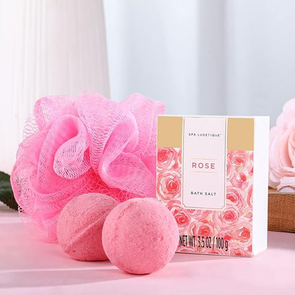 spa luxetique Gift Set For Women, Bath Sets for Women Gift, 8 Pcs Rose Spa Basket Includes Bubble Bath, Shower Gel, Body Lotion, Mom Birthday Gifts, Mother‘s Day Gift, Valentines Day Gifts for Her