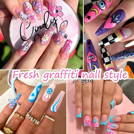 Gorvalin 12 Colors Nail Art Pens, 3D Quick Dry Nail Point Graffiti Dotting Liner Pen Sets Nail Art Painted Pen Drawing Nail Design Kit for Nail DIY Decoration Valentine Gift