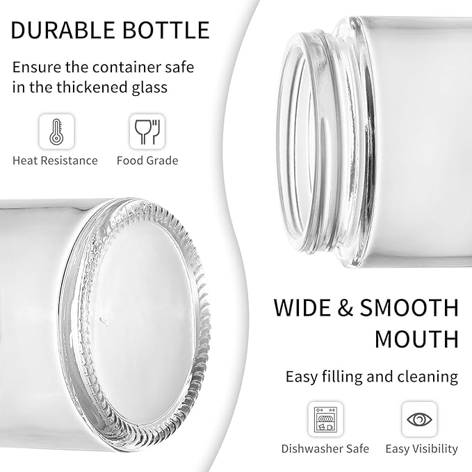 KEYWING 4oz Small Glass Jars, 24 Pack Round Clear Glass Jars with Black Lid Empty Cosmetic Containers with Inner Liners for Lotions, Powders, Cream and Ointments