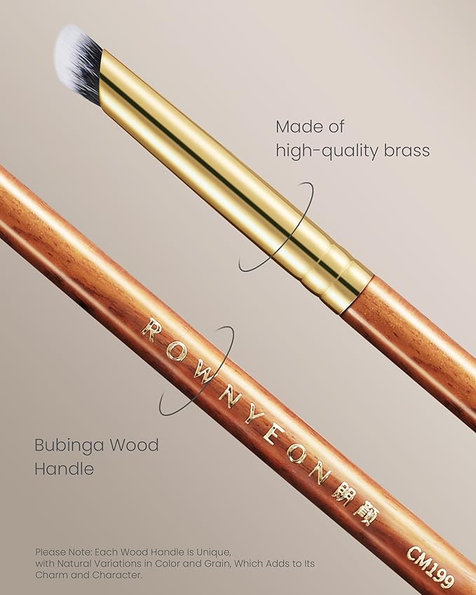 Desert Oak Series MicroBlur Tap Concealer - 6mm Finger-Tip Precision Brush for Tear Troughs & Acne Spots, Vegan Nylon, Bubinga Handle (CM 199)