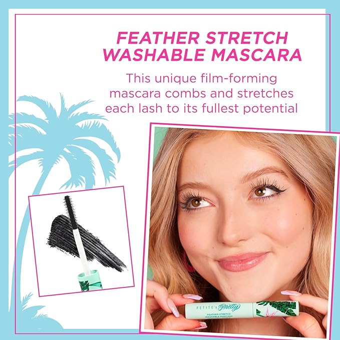 Petite 'n Pretty Feather Stretch Washable Mascara Duo - Makeup for Kids, Tweens and Teens -Easy to Apply & Remove, Made in the USA