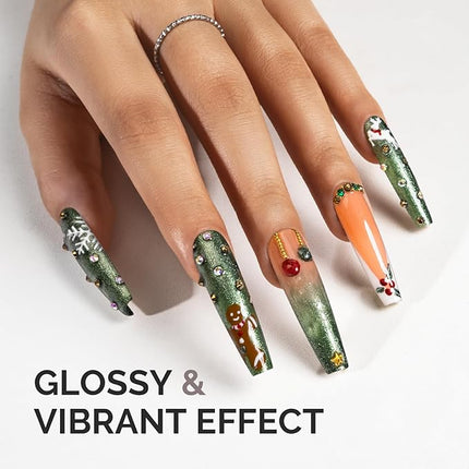 MelodySusie Green Glitter Gel Nail Polish,0.5fl oz Soak Off UV LED Christmas Green Glitter Gel Polish Gift for Women Nail Art Manicure Salon DIY Nail Design Decoration at Home-1751