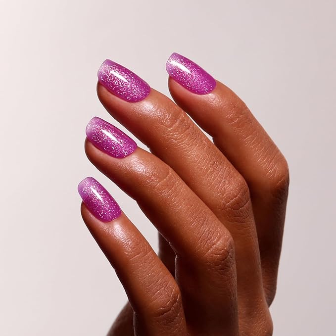 Glitter Gel Polish, Rose Purple Iridescent Glitter Gel Nail Polish Sparkle Shimmer Gel Glitter Nail Polish Summer Rainbow Soak Off LED UV Gel Nail Polish for Art DIY Manicure 15ML
