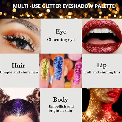 K'APEINE Glitter Eyeshadow Palette-Ultra Shimmer Makeup Palette Eye Shadow Chunky & Fine Pressed 40 Colors Highly Pigmented Eye Shades Long Lasting Waterproof for Face Body