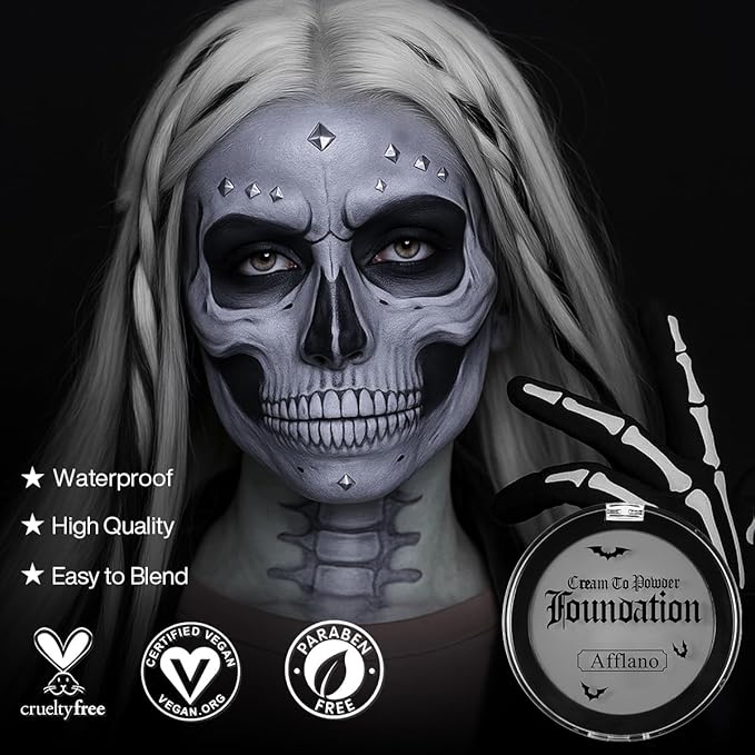 Grey Face Paint Foundation Makeup, Washable Oil Based Gothic Grey Body Paint | Waterproof Gray Contour, Non-Toxic Cream Face Painting for Halloween FX Makeup,Zombie,Corpse Bride,Clown,Cosplay,Theater
