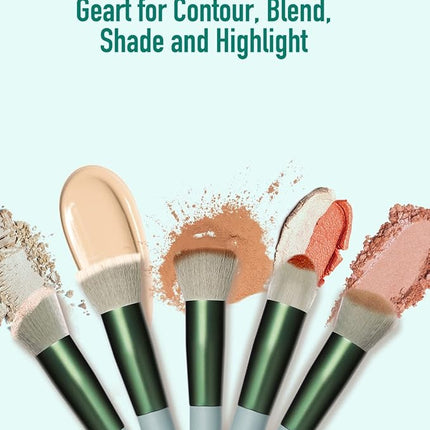 BESTOPE PRO 16 Pcs Makeup Brush Set Makeup Brushes for Eyes and Face, Blending Brush for Foundation, Premium Synthetic Powder Concealers Makeup Brushes, Eye Shadows Brushes, Eyeliner Brushes Green