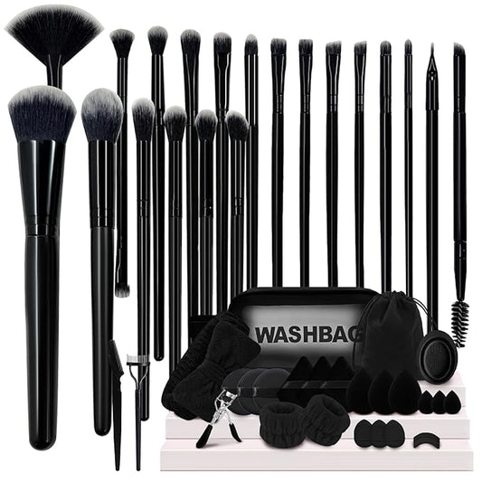 Makeup Brush Set, 48Pcs Makeup Tool Set Premium Synthetic Foundation Concealers Powder Eye Shadows Makeup Brushes Kit for for Beginner Professional, Black