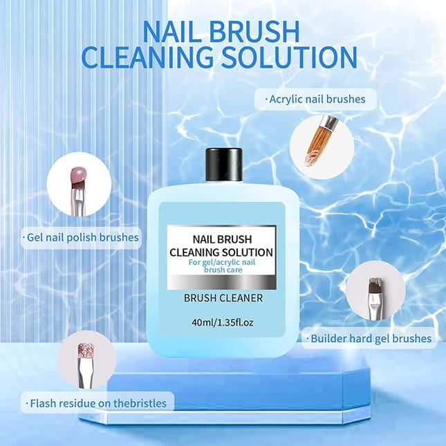 Nail Brush Cleaner 40ml Cleaner Efficient Nail Cleaner for Acrylic Nails Professional Brush Cleaner for acrylic Clean and Maintain Your Nail Brushes with Cleaning Solution