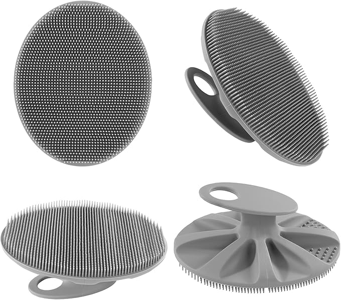 Food-Grade Soft Silicone Body Cleansing Brush Shower Scrubber, Gentle Exfoliating and Massage for All Kinds of Skin (Pack of 4)