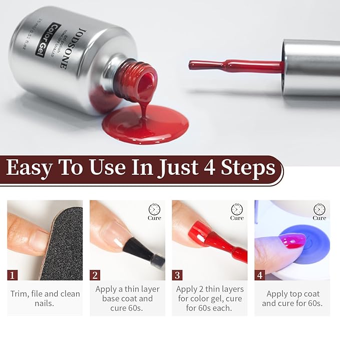 JODSONE Red Gel Nail Polish 1Pcs 15ml Soak Off U V LED Gel Polish Nail Art Design Manicure Salon DIY At Home