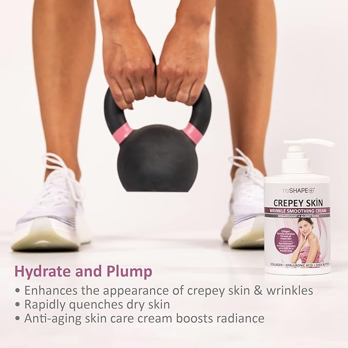 Reshape+ Rose Scented Body Cream, 15 Fl Oz - Wrinkle Treatment Moisturizer for Face, Arms, Neck, & Body with Hyaluronic Acid, Cruelty-Free