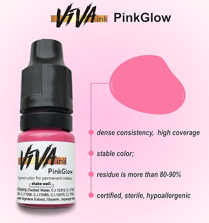 Lip Pigment – Permanent Lip Makeup – Microblading Ink for Durable and Colorful Lips – Long Lasting Color Lip Cosmetics (0.2 oz) (PinkGlow)