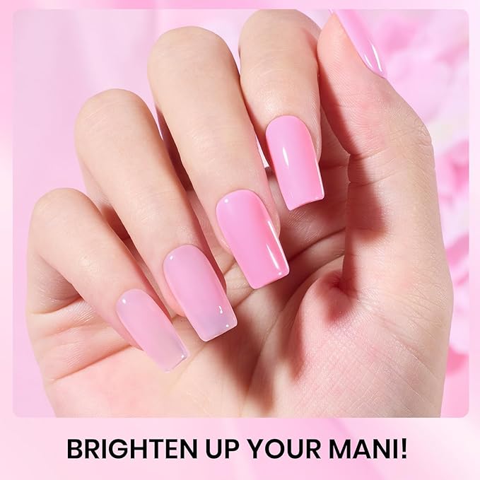 Beetles Pink Gel Nail Polish Set – Blush Cotton 6 Colors Gel Polish, Nude Baby Pink Rose Glitter Jelly Long Lasting Soak Off UV LED Manicure Kit Gift for Women Back to School Nails