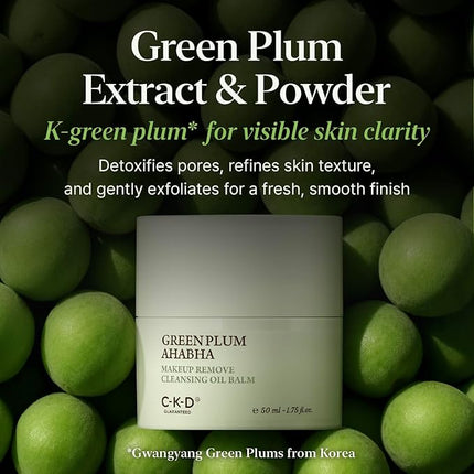 CKD Green Plum AHA·BHA Grinding Cleansing Oil Balm [Refill] - Sherbet Balm Cleanser for Makeup, Sebum & Blackhead Removal. Exfoliating with 4-Acid Complex for All types of Skin.1.75 fl oz