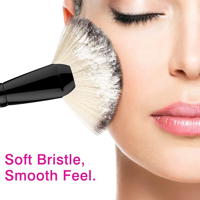 Fan Makeup Brush, Luxspire Professional Highlighting Make Up Brush Blush Bronzer Cheekbones Brush, Single Large Soft & Dense Face Blush Powder Foundation Brushes Make Up Tool, Black