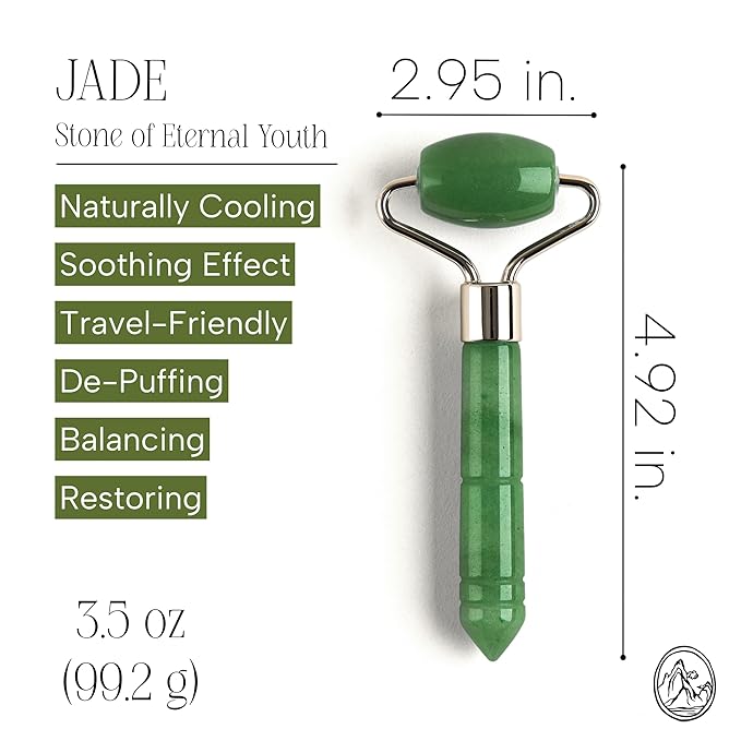 Mount Lai Mini Jade Face Roller - Authentic Jade Roller for Tension Relief, Puffiness & Radiant Skin, Relaxing Face Massager for All Skin Types