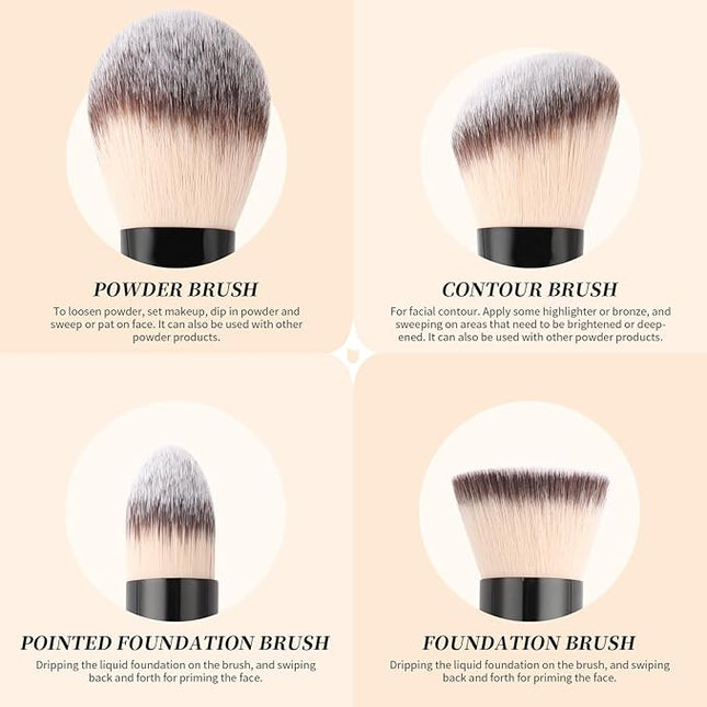 DUcare Makeup Brushes Duo End Foundation Contour Powder and Buffer Brush Bronzer Double Makeup Brush Set 2Pcs black