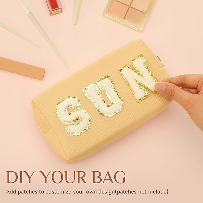 Sanwuta 9 Pcs Makeup Bags Bulk PU Double Zippers Cosmetic Bag Makeup Toiletry Pouch Portable Travel Organizers Case for Women Bachelorette Party End of The Year Bridesmaid Gift(Pink Brown Series)