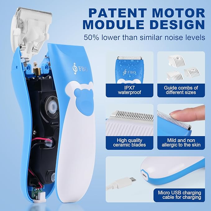 FBO Body Hair Trimmer Bikini Trimmer Electric Shaver - Rechargeable Electric Shaver - lPX7 Waterproof (Blue)