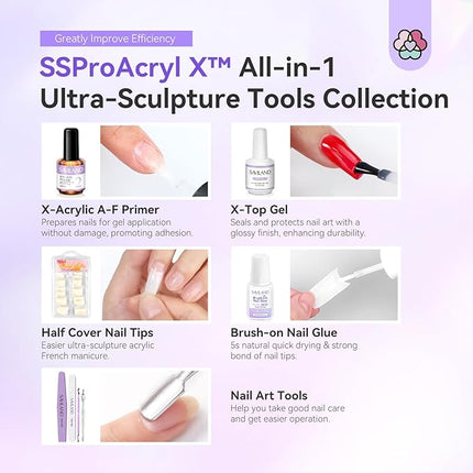 SAVILAND Professional Acrylic Nail Kit: Nail Kit Set with 4OZ Large Capacity Monomer Nail Drill 30 Days Wear Nail Extension Manicure Christmas Gift
