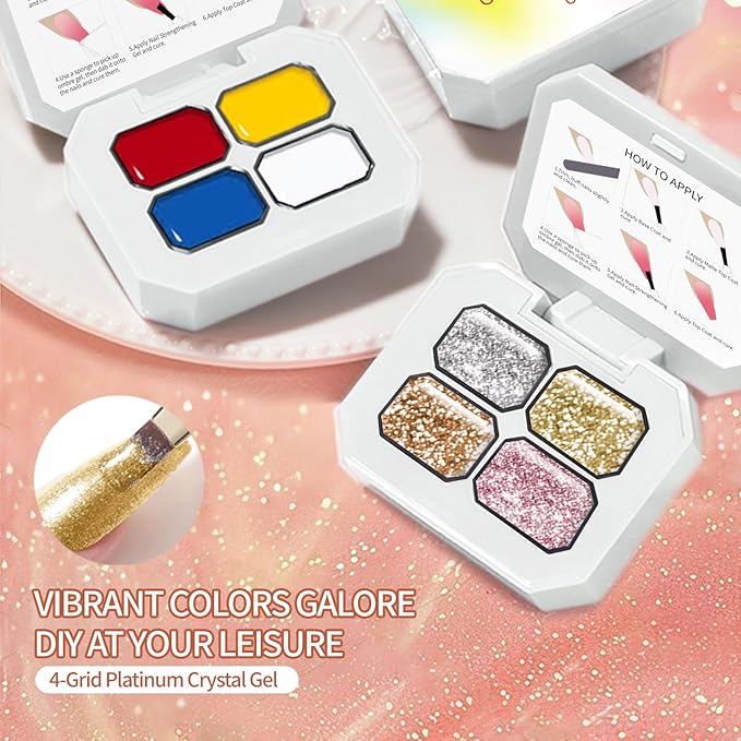 Finger Secret 4 Colors Set Ombre Pat Gel Nail Polish,Gradient Painting Gel with 20Pcs Nail Sponges for Nail Art DIY can be Painted in Salon or Home Use(k9)