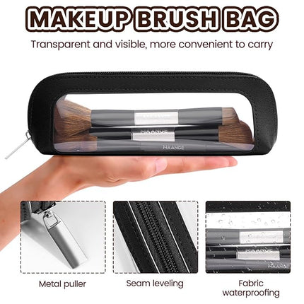 MAANGE 7 PCS Foundation Makeup Brush Set With Bag, Make up Brushes, Eyeshadow Concealer Brush, Double-ended Foundation Contour Powder Blush, Professional Face brush Set Tools For Liquid,Cream (Black)