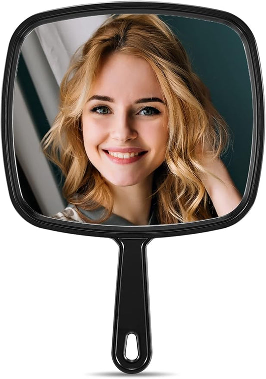 Hand Mirror, Extra Large Barber Hairdressing Handheld Mirror with Handle for Salon, Square