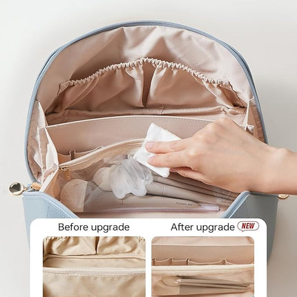 EACHY Travel Makeup Bag,Large Capacity Cosmetic Bags for Women,Waterproof Portable Pouch Open Flat Toiletry Bag Pattern Makeup Bag