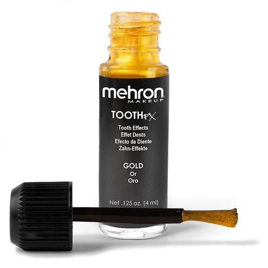Mehron Makeup Tooth FX Gold | Temporary Tooth Paint | Perfect for Creating Gold Teeth SFX & Pirate Teeth Makeup for Halloween, Costume, Cosplay, & Theater .125 oz (4 ml)