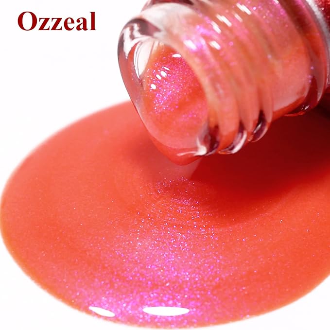 Glitter Gel, Light Coral Peach Iridescent Nail Polish - Sparkle Shimmer Glitter for Summer Rainbow Soak off LED UV Gel Art DIY Manicure 15ML