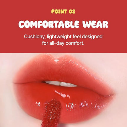 BLACK ROUGE Glow Bokki Tint, GB08 Vienna Rosé – Korean Lip Tint Inspired by Tteokbokki, Non-Sticky Long-Lasting Lip Stain with Glossy Finish, Cute Stickers – Original Red, Rose, Soy