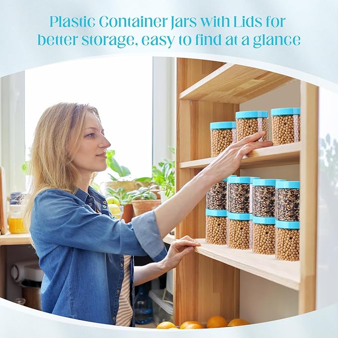 Patelai 4 Pieces Round Wide-mouth Leak Proof Plastic Container Jars with Lids for Travel Storage Makeup Beauty Products Face Creams Oils Salves Ointments DIY Making(16 Ounce,Blue)